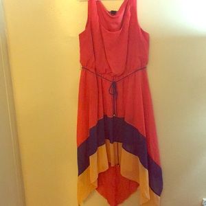 Coral Blue & Orange sleeveless sundress
